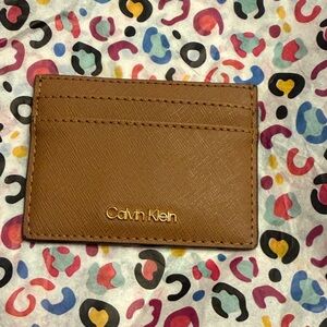 Calvin Klein Tan Cardholder with Gold Logo
